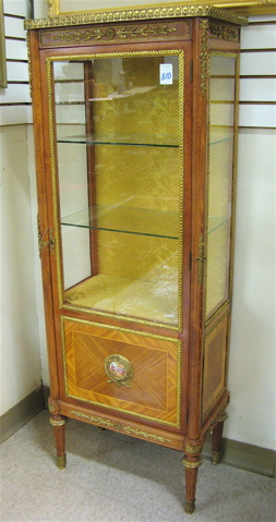 Appraisal: LOUIS XVI STYLE VITRINE of finished wood with ormolu mounts