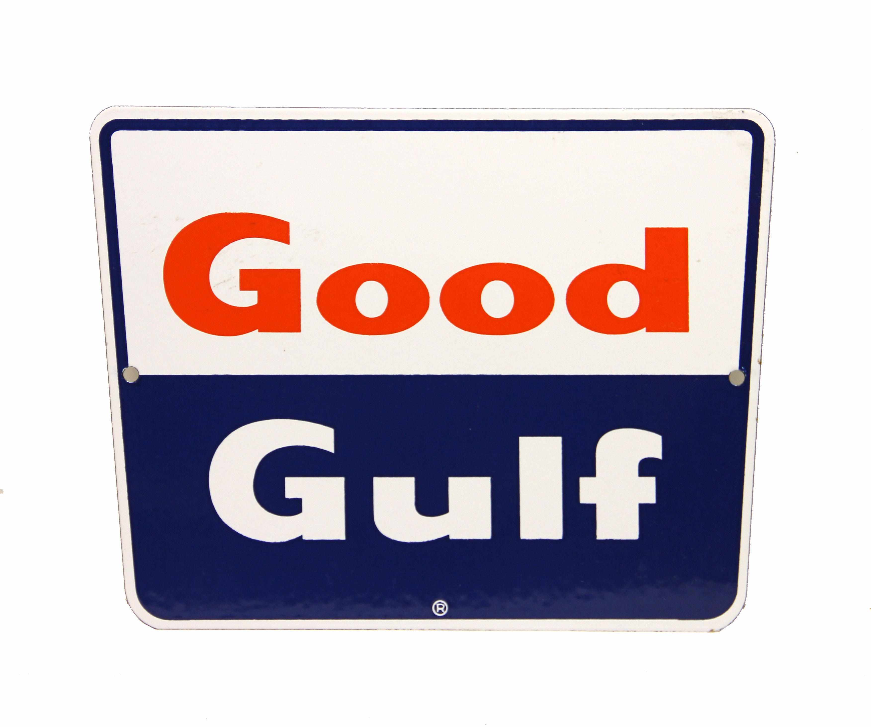 Appraisal: A Good Gulf pump plate circa 's multi-colored porcelain enamel