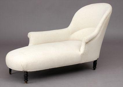 Appraisal: VICTORIAN UPHOLSTERED WALNUT RECAMIER With arched back roll-over arms and