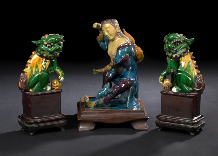 Appraisal: Pair of Chinese Porcelain Foo Dogs and Stands late th