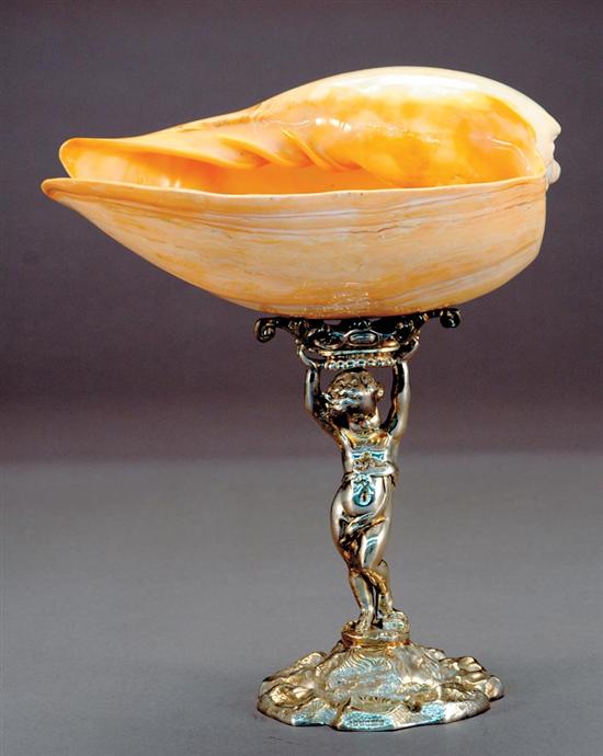 Appraisal: Shell-mounted silverplate centerpiece Very good condition