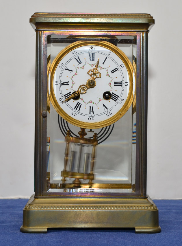 Appraisal: JAPY FRERES FERNCH CRYSTAL REGULATOR CLOCK Brass case beveled glass