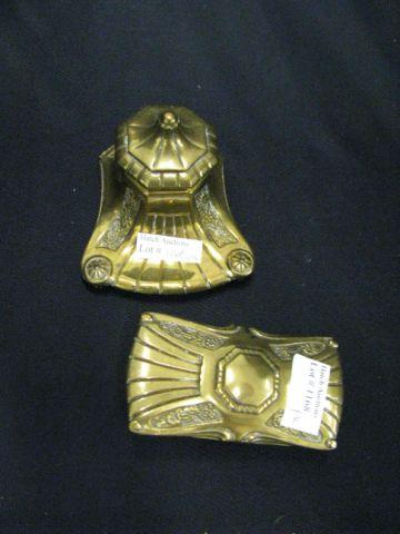 Appraisal: Brass Inkwell Blotter deco era