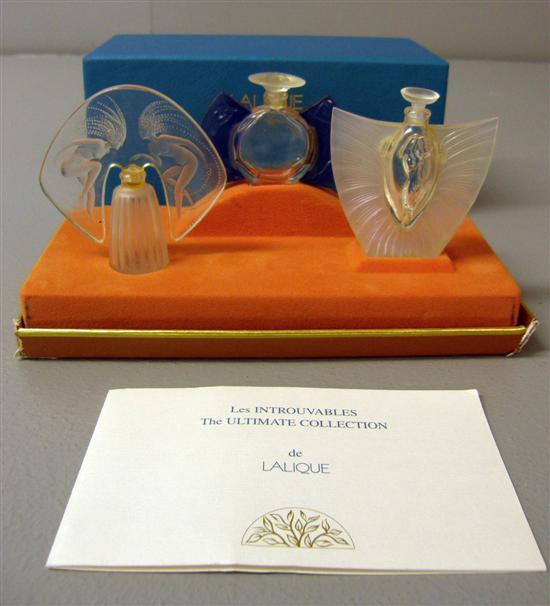 Appraisal: A contemporary boxed set of miniature Lalique perfume bottles Les