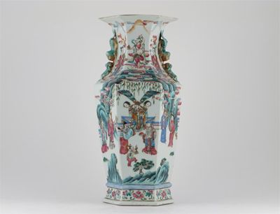 Appraisal: A Chinese Canton famille rose hexagonal vase painted with panels