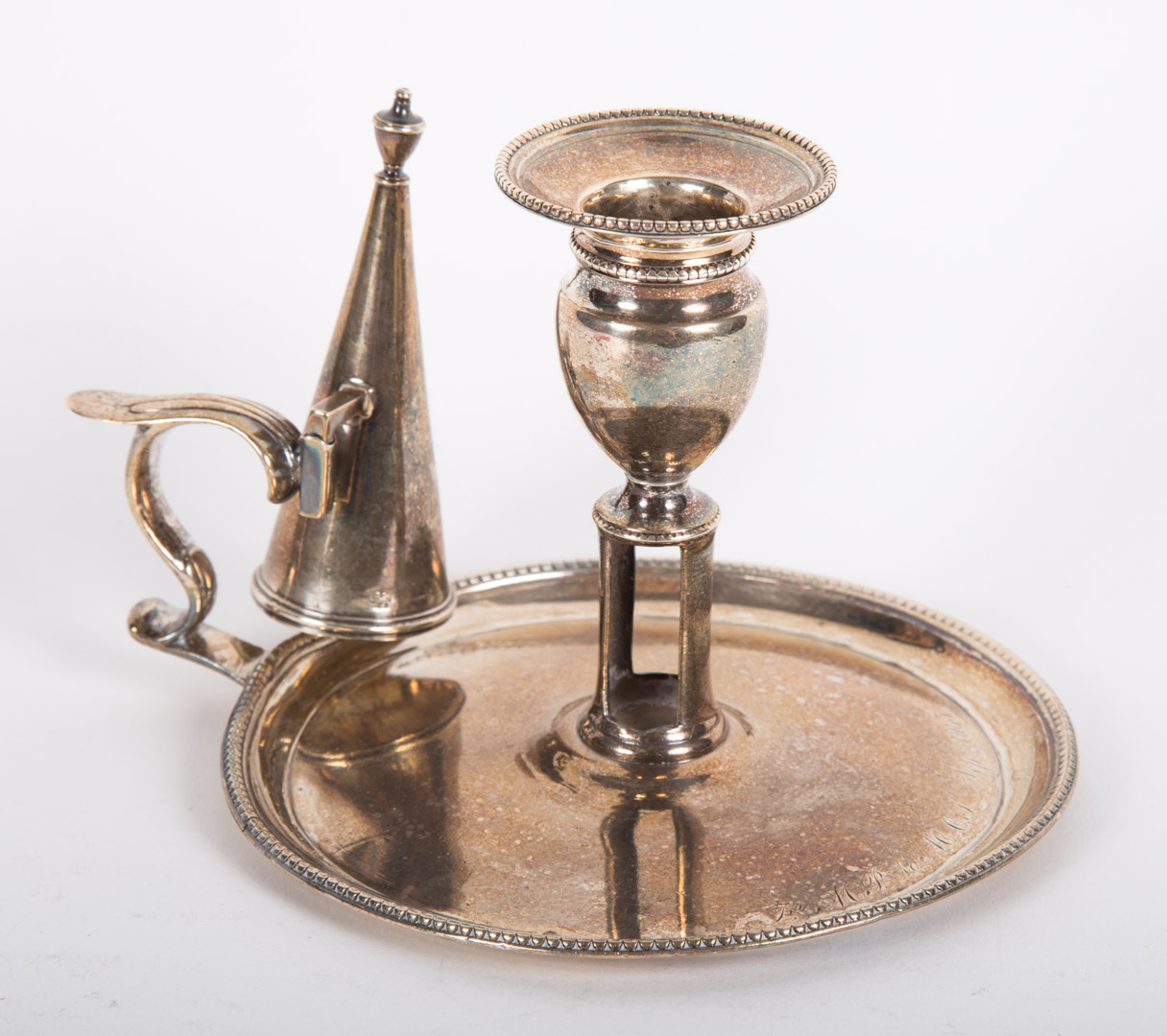 Appraisal: George III sterling silver chamberstick probably Elizabeth Jones London with