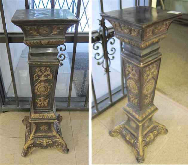 Appraisal: PAIR OF PATINATED BRONZE PEDESTALS each of square columnar form