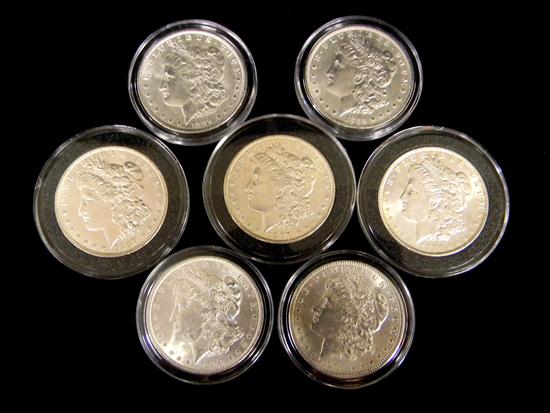 Appraisal: COINS seven mixed date Morgan dollars all uncertified average grade