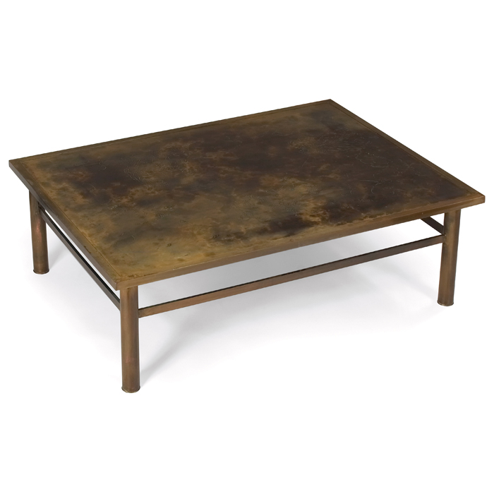 Appraisal: Philip and Kelvin Laverne coffee table s rectangular bronze and