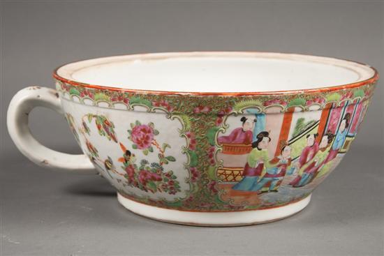 Appraisal: Chinese Export Rose Medallion porcelain handled chamber pot fourth quarter-