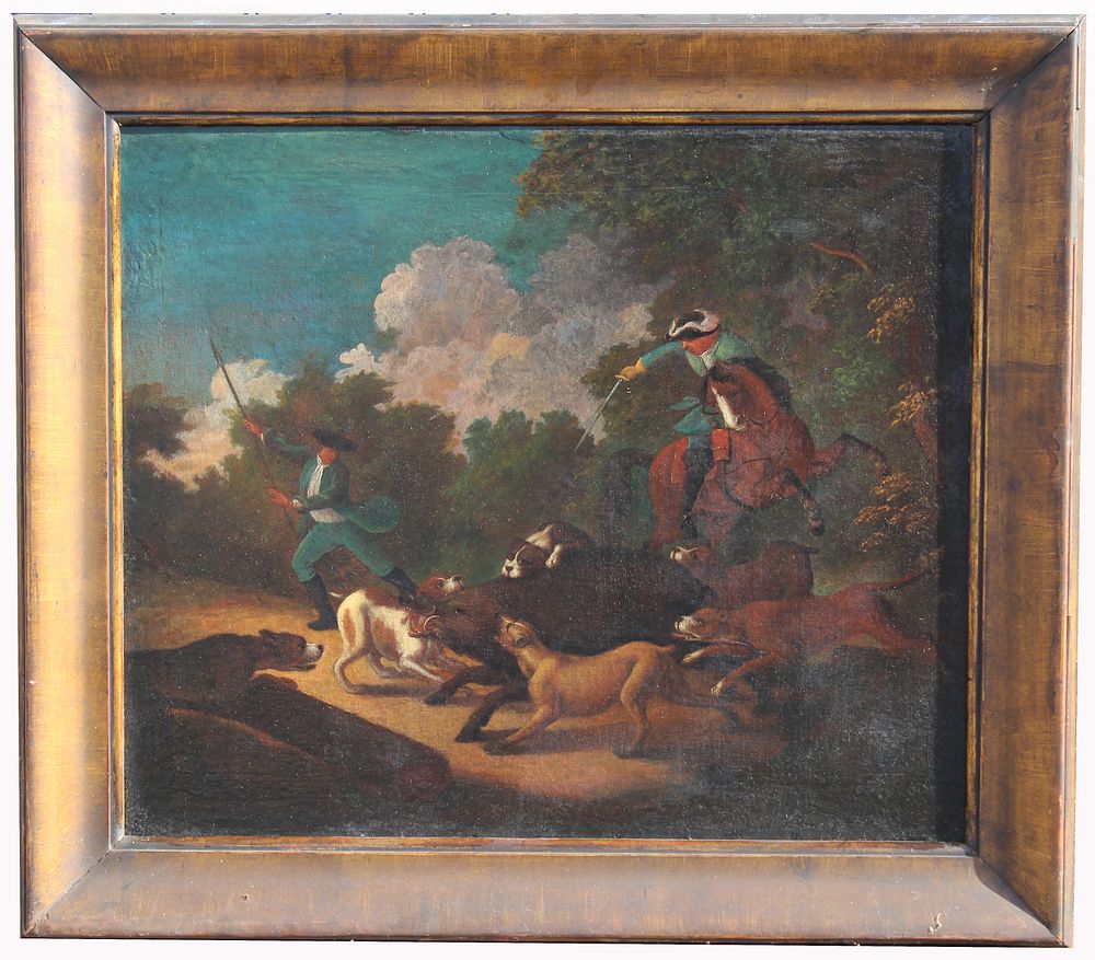 Appraisal: Old Master European School Wild Boar Hunt Painting Old Master