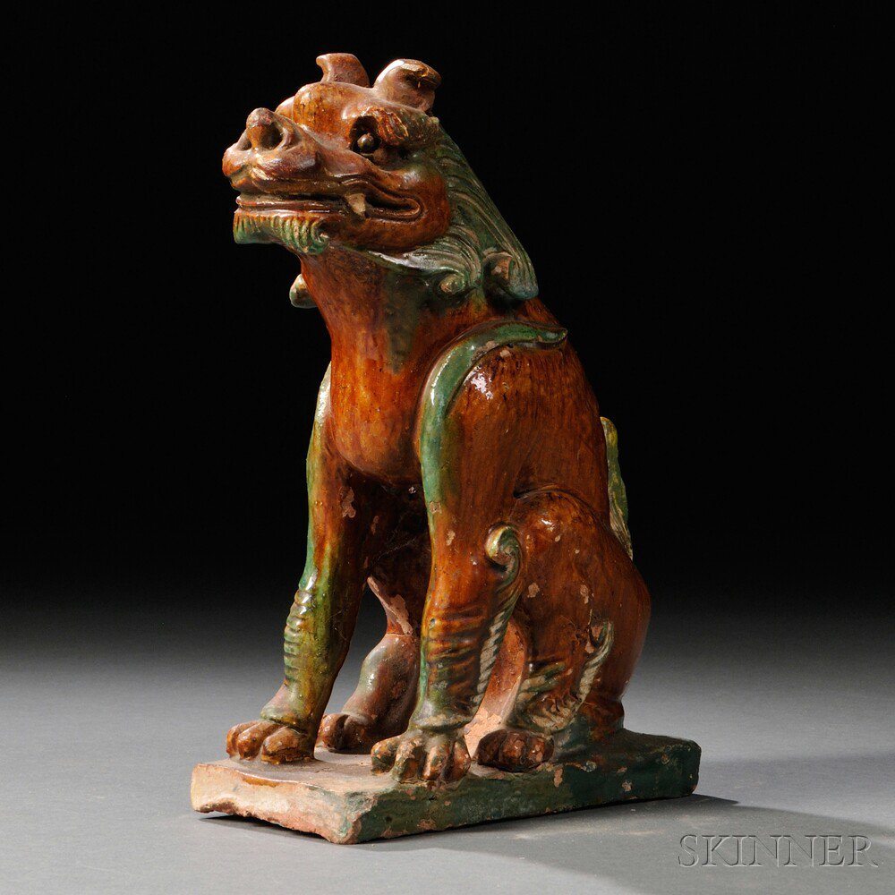 Appraisal: Buddhist Lion Roof Tile China th th century sancai glazed