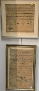 Appraisal: Five framed th century school needlework samplers Jane Bimington aged