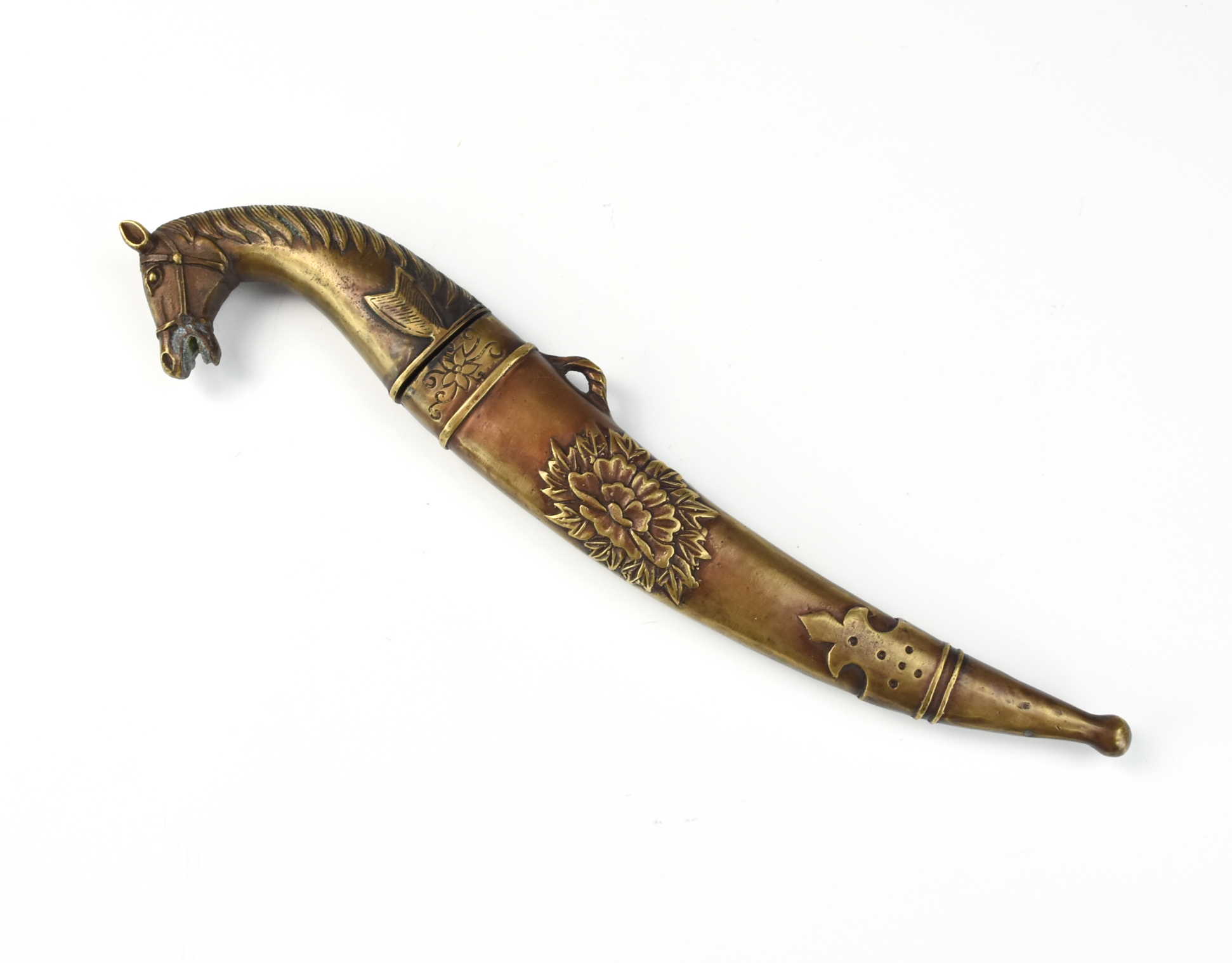 Appraisal: JAPANESE PERSIAN STYLE DAGGER TH C Japanese bronze case steel