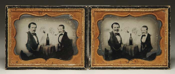 Appraisal: A PAIR OF HALF PLATE AMBROTYPES OF GAMBLERS Circa mid