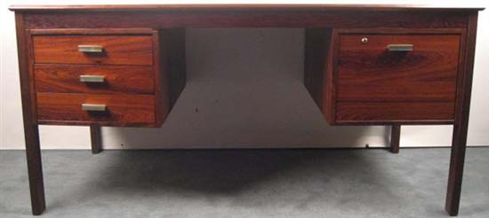 Appraisal: Rosewood Veneer Desk File drawer on right three small drawers