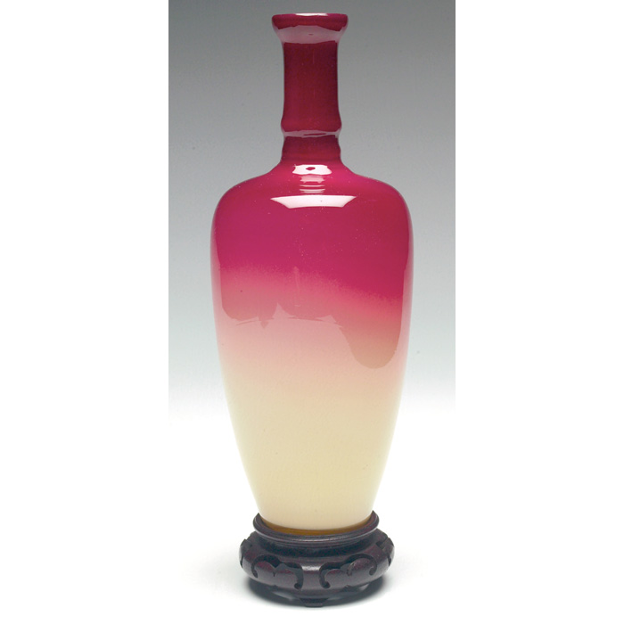 Appraisal: Wheeling Peach Blow Glossy Morgan vase shouldered form with narrow