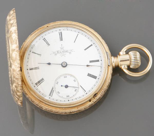 Appraisal: Elgin An engraved K gold hunting case pocket watch Gilt