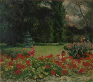 Appraisal: JENO JENDRASSIK HUNGARIAN - In the Garden oil on canvas