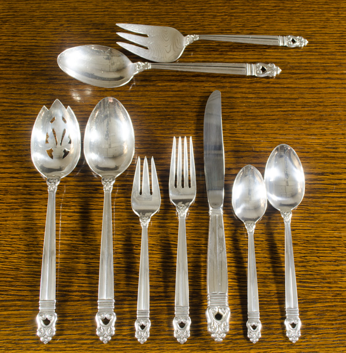 Appraisal: INTERNATIONAL ROYAL DANISH STERLING SILVER FLATWARE SET sixty-three piece service