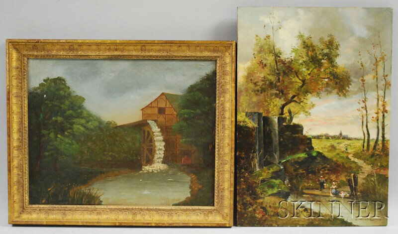 Appraisal: Two Landscape Views an oil on canvas view of a