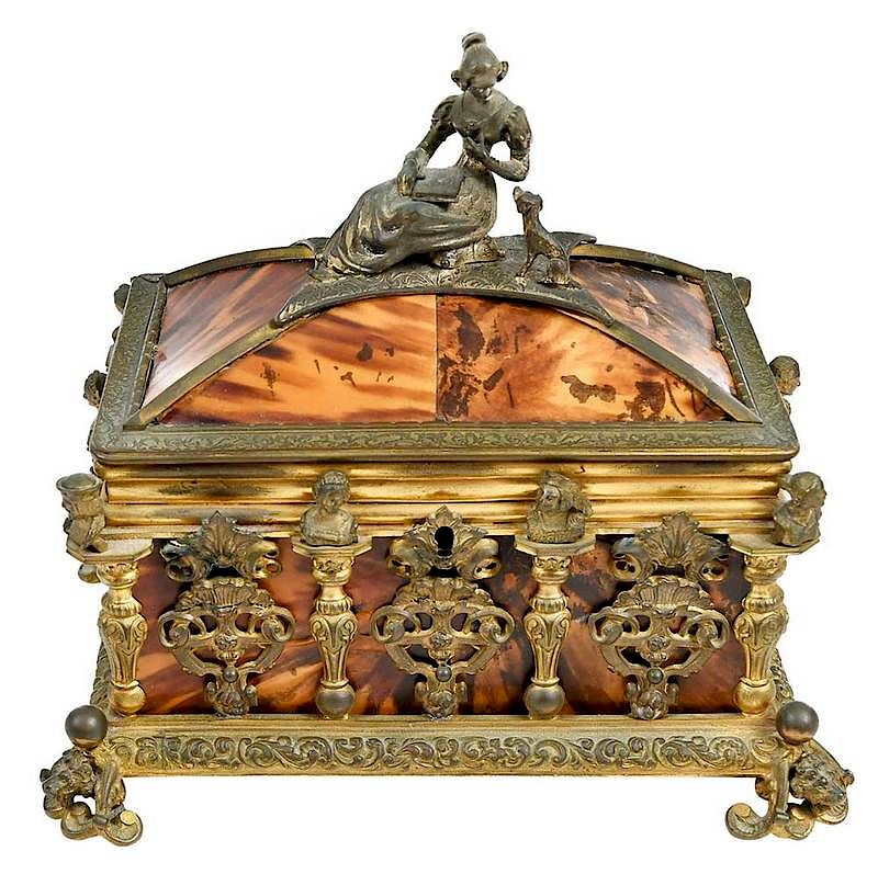 Appraisal: Renaissance Revival Jewelry Casket Continental th century gilt bronze with