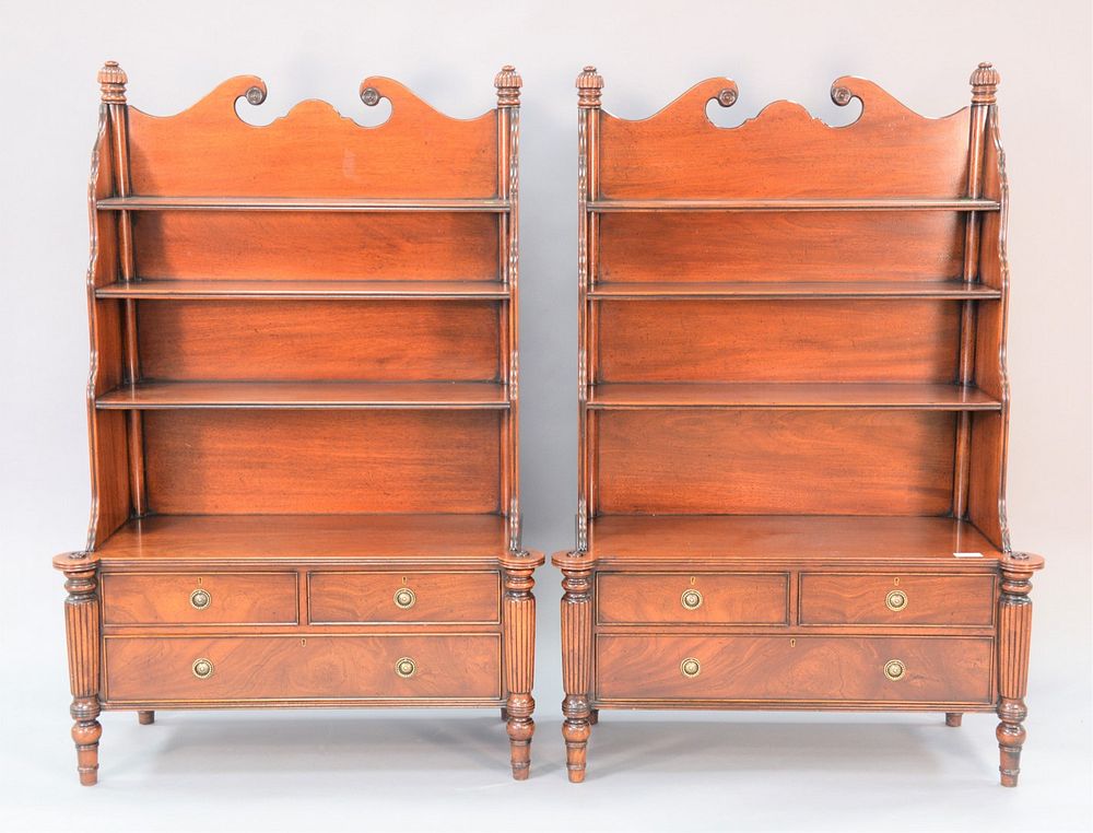 Appraisal: Pair of mahogany Yorkshire House Georgian-style etageres having four shelves