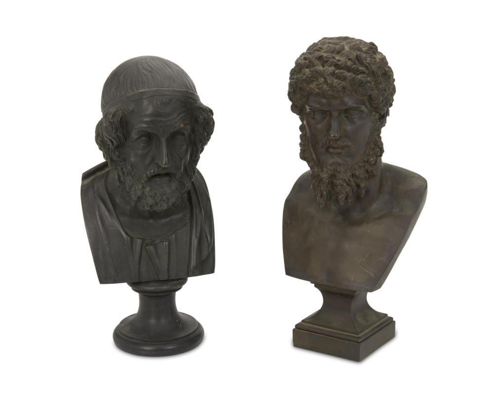 Appraisal: Two patinated bronze busts Late th early th Century One