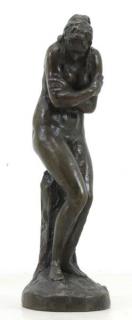 Appraisal: After HOUDON Bronze La Frileuse Signed HOUDON on back From