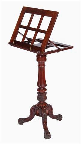 Appraisal: A GEORGE IV ROSEWOOD MUSIC STAND with adjustable easel top