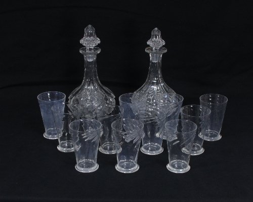 Appraisal: A pair of Victorian cut glass decanters and stoppers and