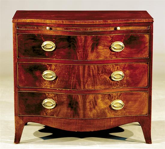 Appraisal: Georgian style mahogany serpentine bachelor's chest late th centuryserpentine form