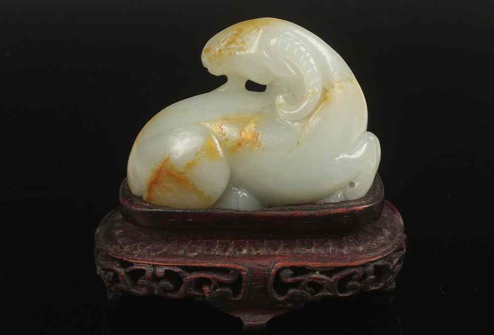 Appraisal: CHINESE JADE FIGURE - Chinese Celadon Jade Figure of a