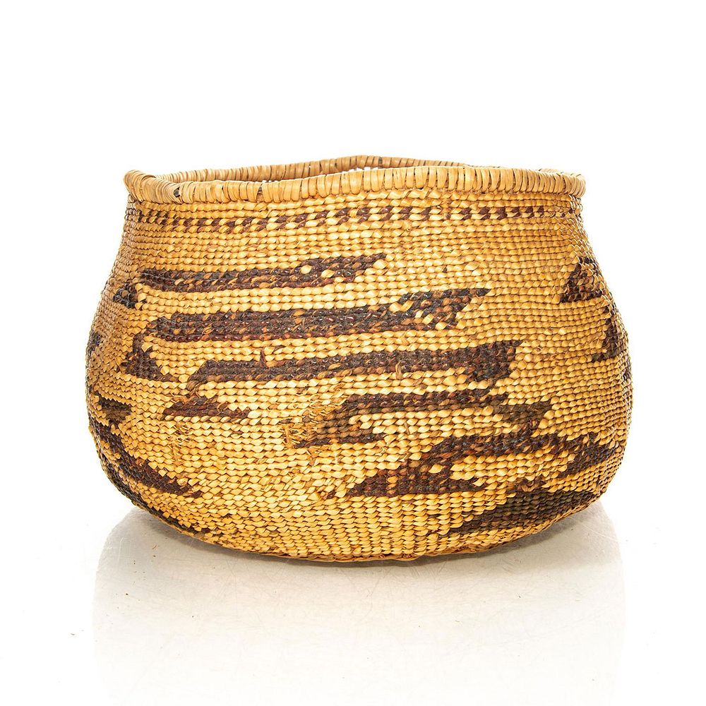 Appraisal: NATIVE AMERICAN TRIBAL WOVEN BASKET BOWL Traditional design with encircling