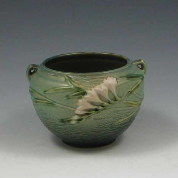 Appraisal: Roseville Freesia Jardiniere green marked Roseville USA - ''h glaze