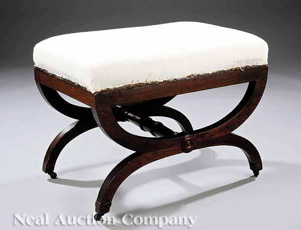 Appraisal: A Good American Classical Rosewood Curule Stool early th c