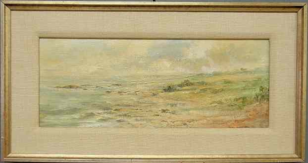 Appraisal: Oil on board beach scene signed l r Phyllis Lambert