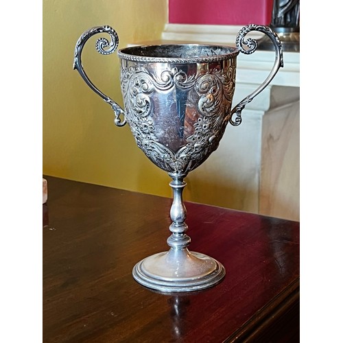 Appraisal: Antique silver plate twin handled trophy cup