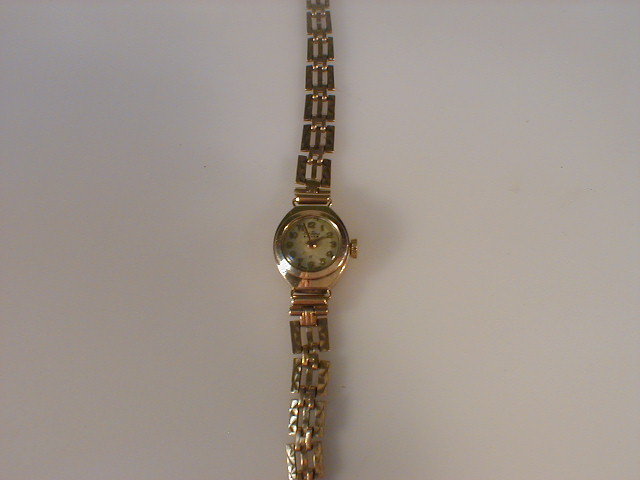 Appraisal: A ladies Bentima gold cased wristwatch on a ct gold