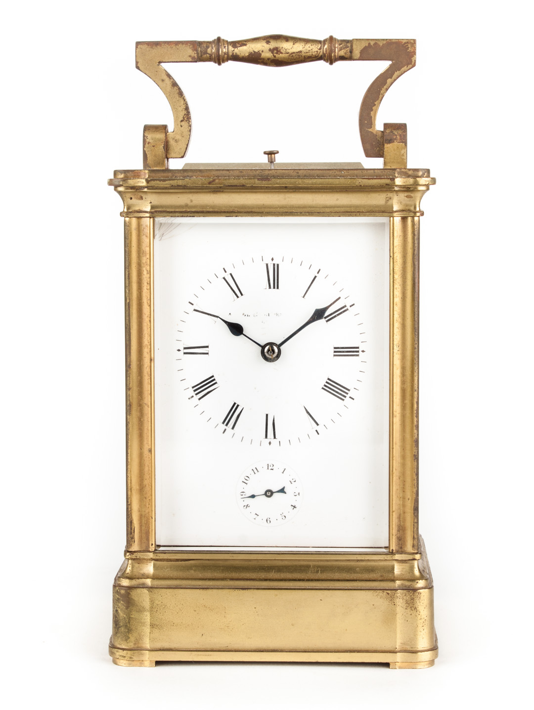 Appraisal: French beveled glass and brass carriage clock late th century