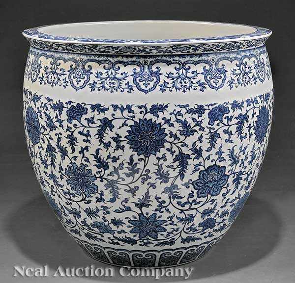 Appraisal: A Monumental Chinese Blue and White Porcelain Fish Bowl Yongzheng