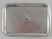 Appraisal: A silver rectangular tray with hammered finish Marks very rubbed