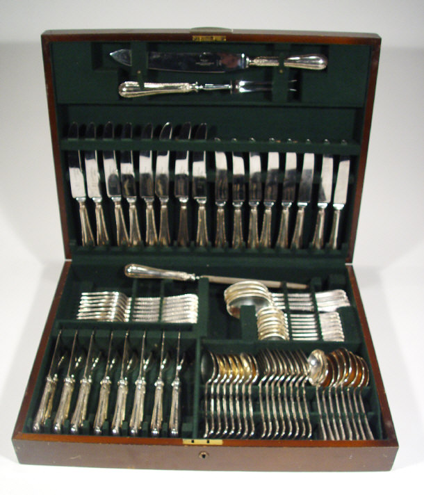 Appraisal: James Dixon silver plated eight place canteen of cutlery in