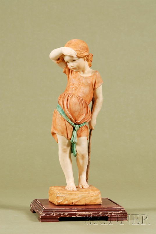 Appraisal: Continental Molded and Polychrome Painted Wax Figure of a Little