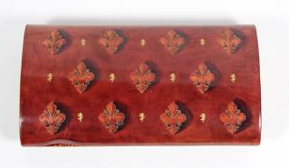 Appraisal: Italian polychrome box th Century having a oxbood red leather