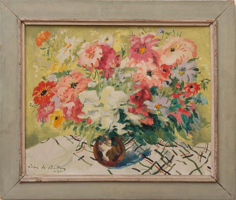 Appraisal: JEAN DE BOTTON - VASE DE FLEURS Oil on board