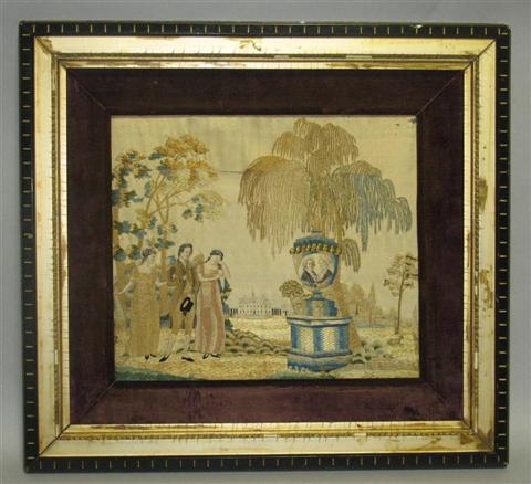 Appraisal: GEORGE WASHINGTON NEEDLEWORK MOURNING PICTURE Nineteenth century after Duval and