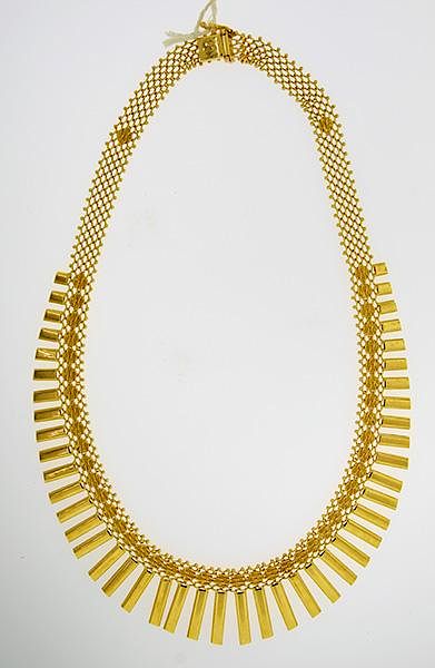 Appraisal: k Italian Gold Necklace Italian k yellow gold Nefertiti fringe