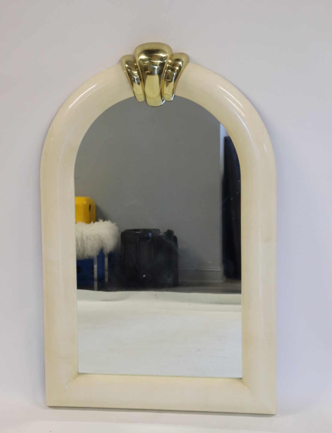 Appraisal: LARGE VINTAGE KARL SPRINGER ATTR MIRROR Lacquered and with a