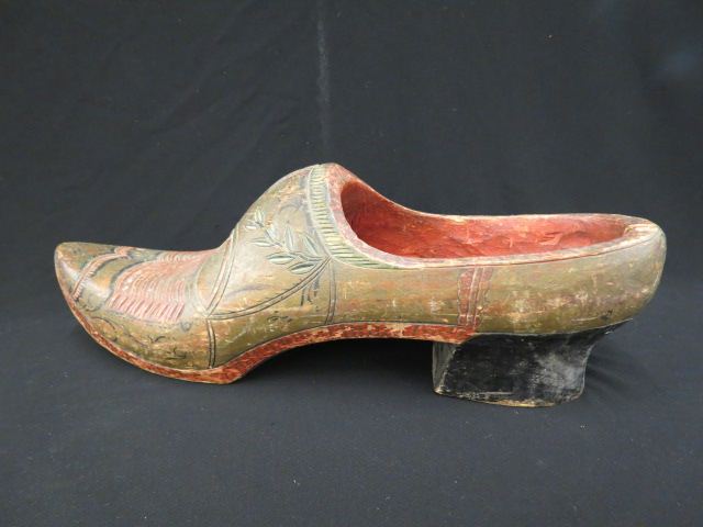 Appraisal: Antique Carved Oversized Shoe a Dutch trade sign piece original